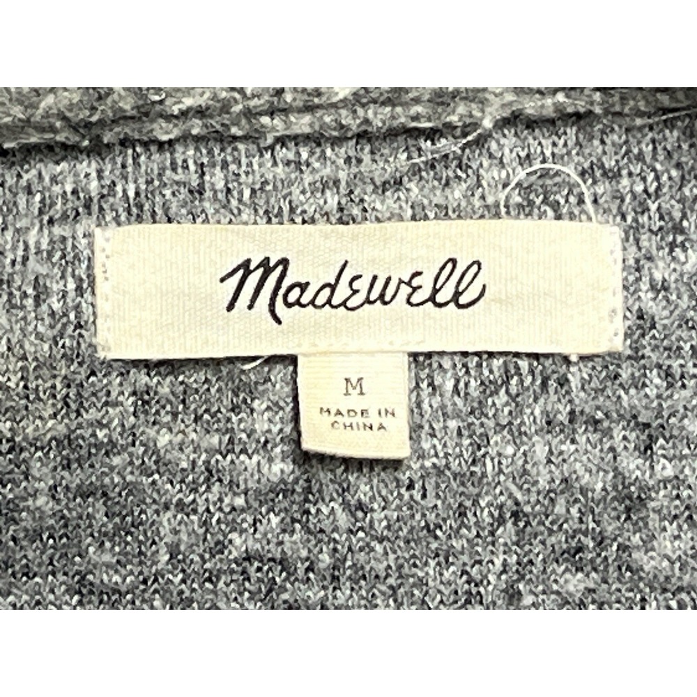 Madewell Cardigan Gray Collared Open Front Wool Blend Medium - Picture 6 of 9